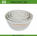 White painted bamboo flower pot